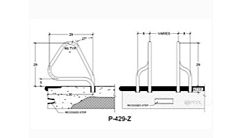 Saftron Return to Deck Mounted 4-Bend Pretzel Handrail Pair | .25" Thickness 1.90" OD | 29"W x 29"H | Taupe | P-429-Z-T