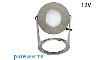 J&J Electronics PureWhite LED Underwater Fountain Luminaire | Base Only No Guard | 12V 10' Cord | LFF-S1W-12-NG-WB-10