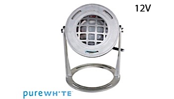 J&J Electronics PureWhite LED Underwater Fountain Luminaire | Base And Guard | 12V 10' Cord | LFF-S1W-12-WG-WB-10