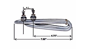 7" Incoloy Universal Flo-Thru Heater Element | 3.6KW 240V | 12-0103D-K