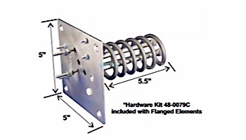 Flanged Incoloy Heater Element | 5.5KW 240V 5" x 5" Plate 6" | 12-0010A-K