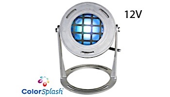 J&J Electronics ColorSplash LED Underwater Fountain Luminaire | Base And Guard | 12V 50' Cord | LFF-S1C-12-WG-WB-50