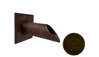 Black Oak Foundry 1.5" Deco Wall Scupper with Square Backplate | Antique Brass / Bronze Finish | S921-AB