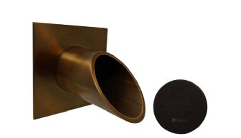 Black Oak Foundry 2.5" Deco Wall Scupper with Square Backplate | Oil Rubbed Bronze Finish | S923-ORB