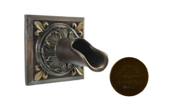 Black Oak Foundry Square Oak Leaf Scupper | Antique Brass / Bronze Finish | S52-AB