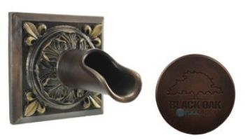 Black Oak Foundry Square Oak Leaf Scupper | Almost Black Finish | S52-BLK