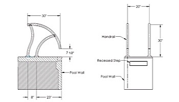 SR Smith Designer Series Deck Top Mounted Grab Rail Flanged Pair | 1.90" x .065" Thickness 304 Stainless Steel | DR-G3D065-FL