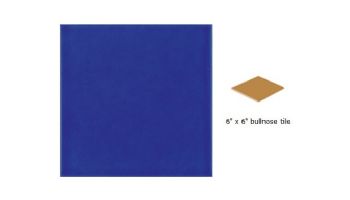 National Pool Tile 6x6 Solid Single Bullnose Tile | Glossy Cobalt Blue | M6764C SBN