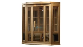 Golden Designs Maxxus 3-Person Low EMF FAR Infrared Carbon Corner Sauna | Hemlock | MX-K356-01