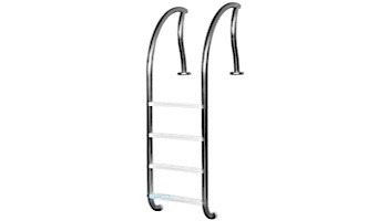 Inter-Fab Designer Series 4 Step Ladder With White High Impact Plastic Treads | 1.90" x .065" Thickness 304 Stainless Steel | DR-L4065P-W