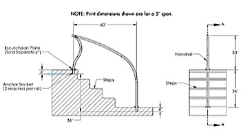 Inter-Fab Designer Series Deck to Stair 4' Span Hand Rail | 1.90" x .065" Thickness 304 Stainless Steel | DR-D2S4065