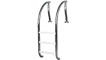 Inter-Fab Designer Series Deck Top Mounted 3 Step Ladder Flanged With White High Impact Plastic Treads | 1.90" x .065" Thickness 316L Marine Grade Stainless Steel | DR-L3065P-W-FL-MG