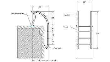 Inter-Fab Designer Series Deck Top Mounted 3 Step Ladder Flanged With White High Impact Plastic Treads | 1.90" x .065" Thickness 316L Marine Grade Stainless Steel | DR-L3065P-W-FL-MG