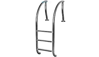 Inter-Fab Designer Series Deck Top Mounted 3 Step Ladder Flanged With Sure-Step Treads | 1.90" x .065" Thickness 304 Stainless Steel | DR-L3065S-FL