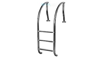 Inter-Fab Designer Series Deck Top Mounted 3 Step Ladder Flanged With Sure-Step Treads | 1.90" x .065" Thickness 304 Stainless Steel | DR-L3065S-FL