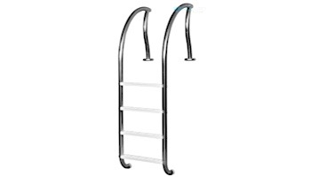 Inter-Fab Designer Series Deck Top Mounted 4 Step Ladder Flanged With White High Impact Plastic Treads | 1.90" x .065" Thickness Marine Grade Stainless Steel | DR-L4065P-W-FL-MG