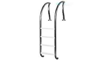 Inter-Fab Designer Series Deck Top Mounted 4 Step Ladder Flanged With White High Impact Plastic Treads | 1.90" x .065" Thickness 304 Stainless Steel | DR-L4065P-W-FL