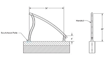 SR Smith Designer Series Deck Top Mounted Step Side Rail Flanged Pair | 1.90" x .065" Thickness 304 Stainless Steel | DR-D2D3.0065-FL