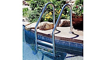 Inter-Fab Deck Top Mounted 3 Step Ladder Flanged With Sure-Step Treads | 1.90" x .049" Thickness 316L Marine Grade Stainless Steel | L3049S-FL-MG