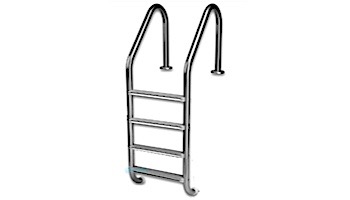 Inter-Fab Deck Top Mounted 4 Step Ladder Flanged With White High Impact Plastic Treads | 1.90" x .049" Thickness 316L Marine Grade Stainless Steel | L4049P-W-FL-MG