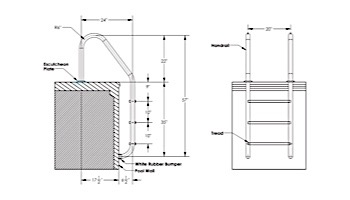 Inter-Fab Deck Top Mounted 4 Step Ladder Flanged With Sure-Step Treads | 1.90" x .049" Thickness 316L Marine Grade Stainless Steel | L4049S-FL-MG