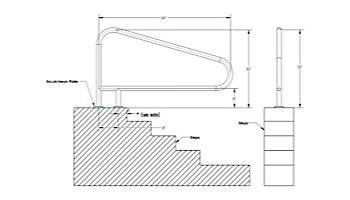Inter-Fab Deck Top Mounted D3BD 3 Bend Braced Flanged Stair Rail | 1.90" x .049" Thickness Powder Coated Black | D3BD049-FL-2