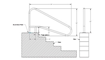 SR Smith Deck Top Mounted D4D 4 Bend Braced Flanged Stair Rail | 1.90" x .049" Thickness 304 Stainless Steel | D4BD049-FL