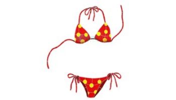 Artistry In Mosaics Bikini Red with Yellow Polka Dots Mosaic | 29" x 20" | BYEREDOM