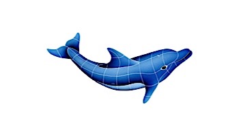 Artistry In Mosaics Dolphin Right Mosaic | Small - 15" x 30" | Blue | DOLBLURS