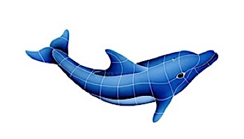 Artistry In Mosaics Dolphin Left with Shadow Mosaic | Small - 19" x 30" | DSHBLULS