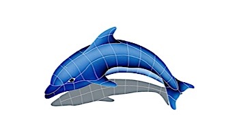 Artistry In Mosaics Dolphin Left with Shadow Mosaic | Small - 19" x 30" | DSHBLULS