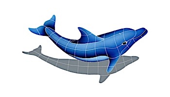 Artistry In Mosaics Dolphin Right with Shadow Mosaic | Medium - 22" x 40" | DSHBLURM