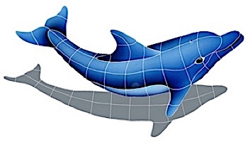 Artistry In Mosaics Dolphin Left Mosaic | Small - 18" x 30" | DOLBLULS