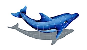 Artistry In Mosaics Dolphin Right Mosaic | Medium - 20" x 40" | DOLBLURM