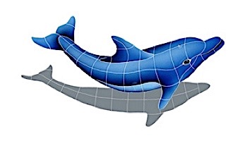 Artistry In Mosaics Dolphin Right Mosaic | Small - 15" x 30" | Blue | DOLBLURS