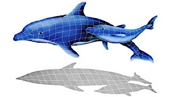 Artistry In Mosaics Dolphin Pair with Shadow Mosaic | 37" x 57" | DPSBLUL