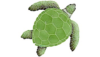 Artistry In Mosaics Loggerhead Turtle Green Mosaic | Large - 20" x 20" | TLOGREL