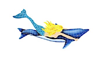 Artistry In Mosaics Mermaid with Dolphin Mosaic | 31" x 60" | MDOBLUL