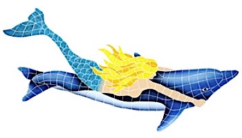 Artistry In Mosaics Mermaid with Dolphin with Shadow Mosaic | 40" x 60" | MDSBLUL