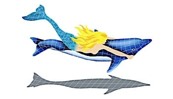 Artistry In Mosaics Mermaid with Dolphin with Shadow Mosaic | 40" x 60" | MDSBLUL