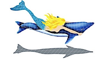 Artistry In Mosaics Mermaid with Dolphin Mosaic | 31" x 60" | MDOBLUL