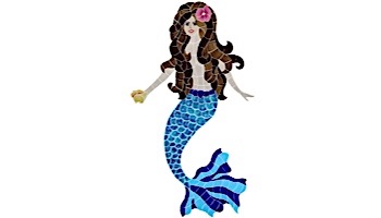 Artistry In Mosaics Polynesian Mermaid Mosaic | Brunette - 46" x 23" | MPOBRUOL