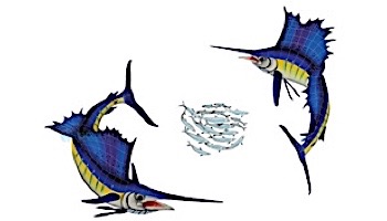 Artistry In Mosaics Sailfish Group Mosaic | Small - 36" x 49" | SAIGRPS