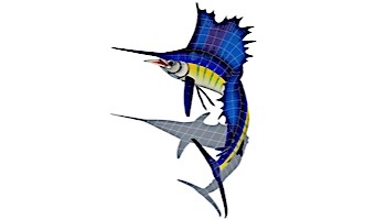 Artistry In Mosaics Sailfish Left with Shadow Mosaic | Large - 60" x 42" | SSHBLULL