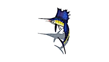 Artistry In Mosaics Sailfish Left with Shadow Mosaic | Small - 33" x 23" | SSHBLULS