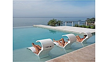 Ledge Lounger Signature Collection Chaise Shade | White Frame - Pacific Blue Fabric Stock Color | LL-SG-C-SH-W-STD-4601