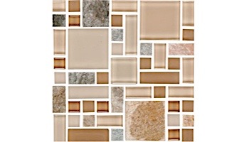 National Pool Tile Fusion Mosaic Quartz with Glass Tile | Beige | FS-BEIGE