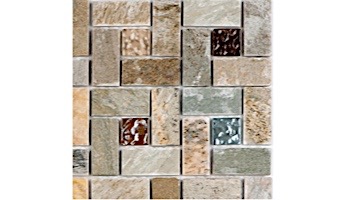 National Pool Tile Fusion Mosaic Quartz with Glass Tile | Grey Quartz | FS-PINWHEELGQ