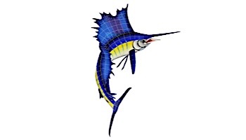 Artistry In Mosaics Sailfish Right Glass Mosaic | 60" x 42" | G-SARL