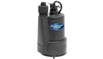 Superior Pump Thermoplastic Utility Pump | Top Discharge | 2400 GPH 1/3 HP 25-Foot Cord | 91335